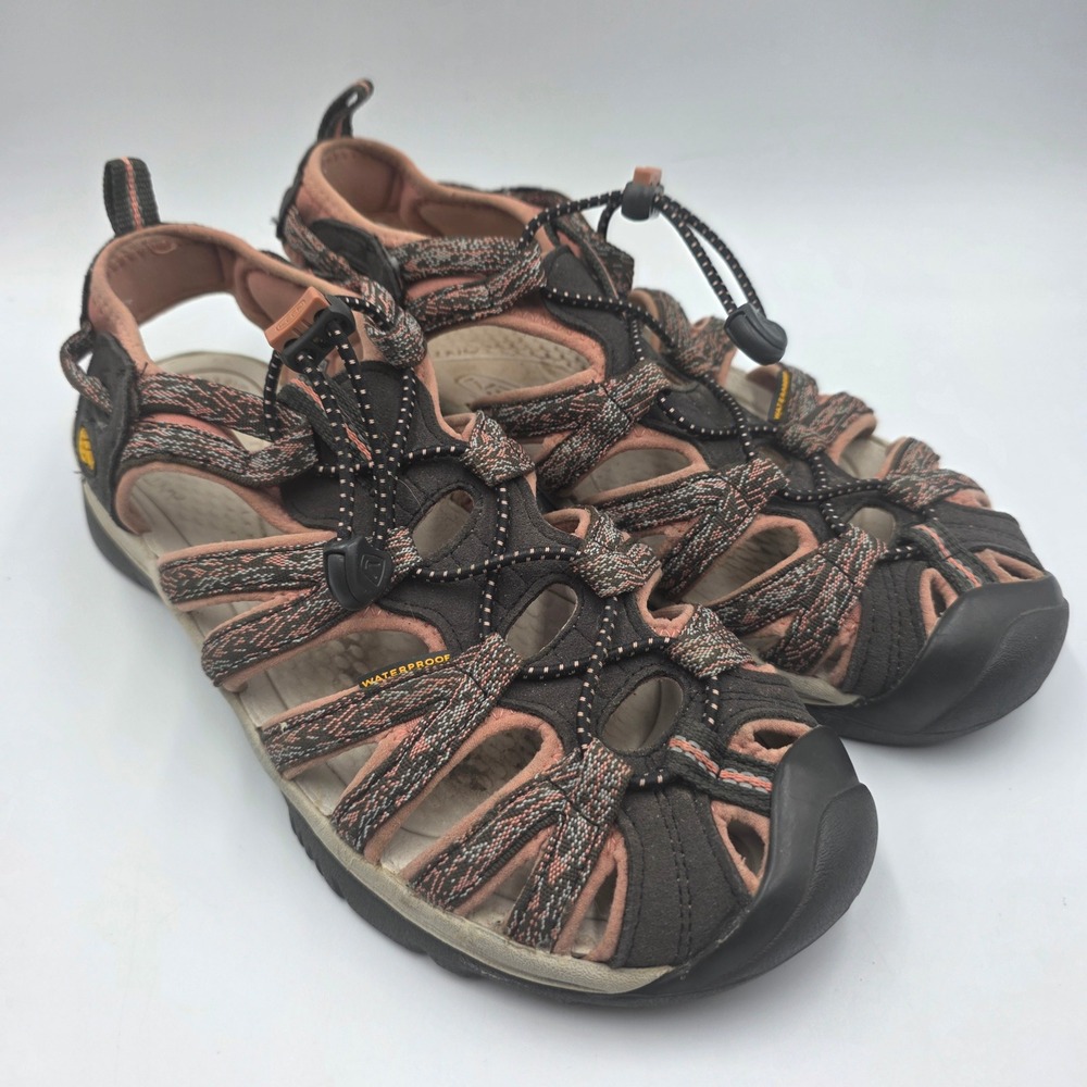 KEEN Whisper Waterproof Hiking Sandals Womens 9 Brown Coral Bungee 1016244